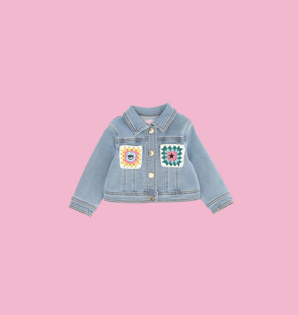 COM Chiara Ferragni CROCHET DENIM JACKET KIDSWEAR
