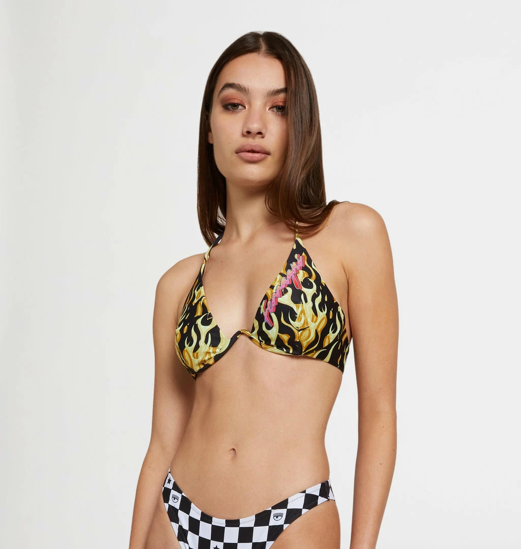 COM Chiara Ferragni Swimwear Racing Bikini Top