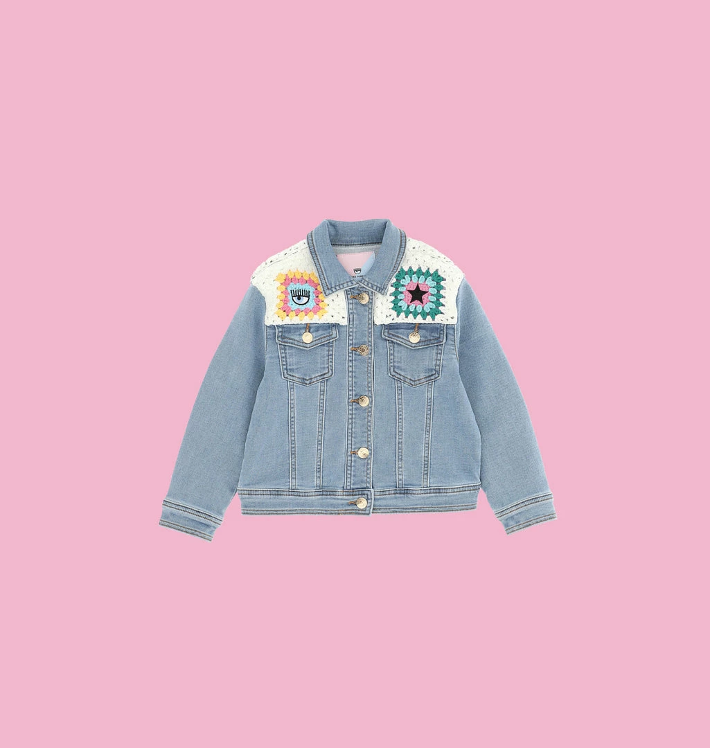 COM Chiara Ferragni KIDSWEAR CROCHET DENIM JACKET