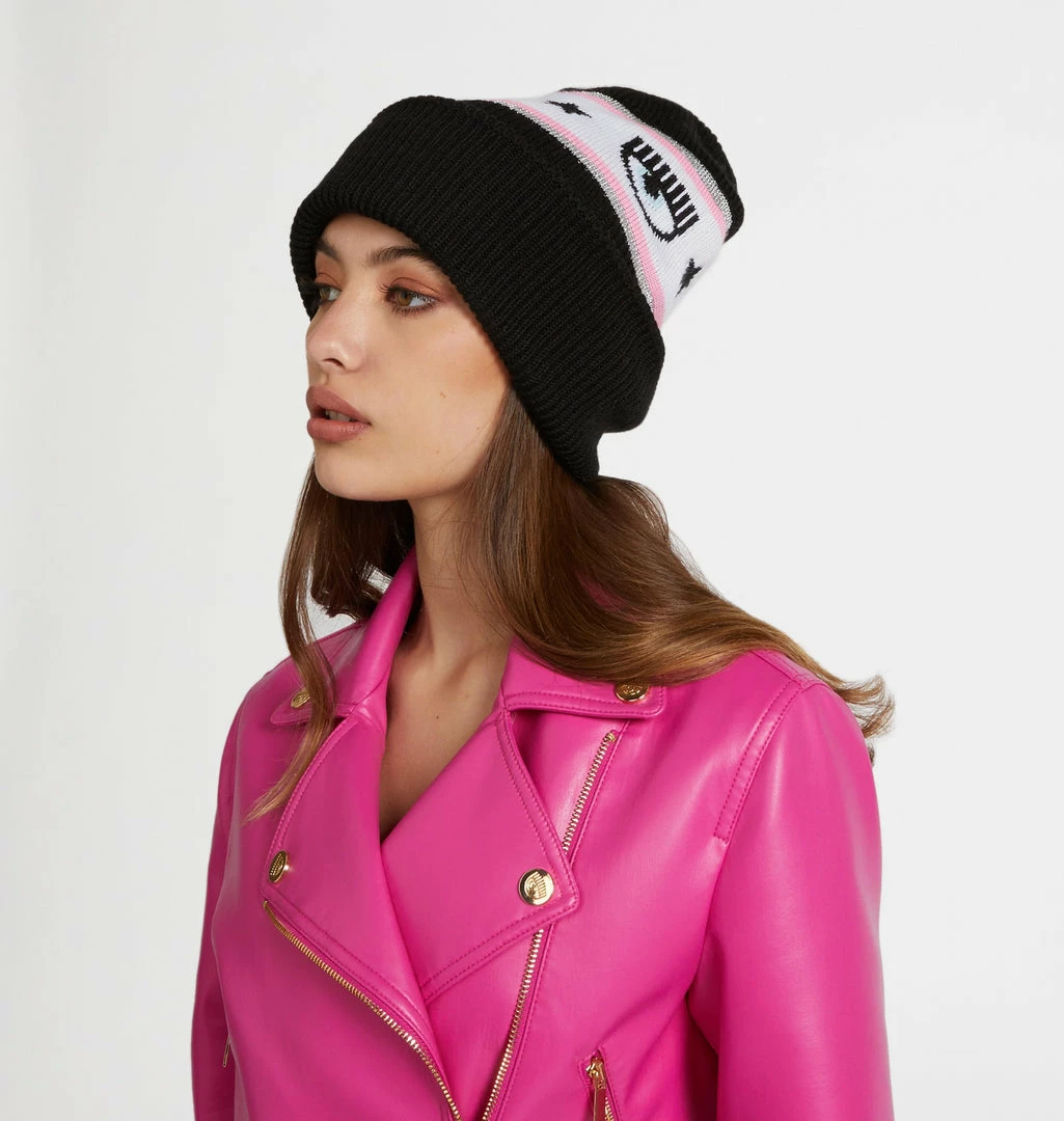 COM Chiara Ferragni ACCESSORIES MAXI LOGOMANIA OVERSIZE BEANIE