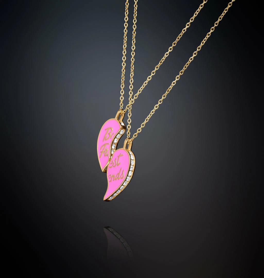 COM Chiara Ferragni JEWELS AND WATCHES PAIR OF NECKLACES WITH PINK HALF HEART PENDANTS