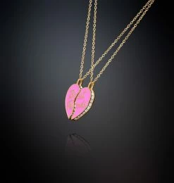 COM Chiara Ferragni JEWELS AND WATCHES PAIR OF NECKLACES WITH PINK HALF HEART PENDANTS