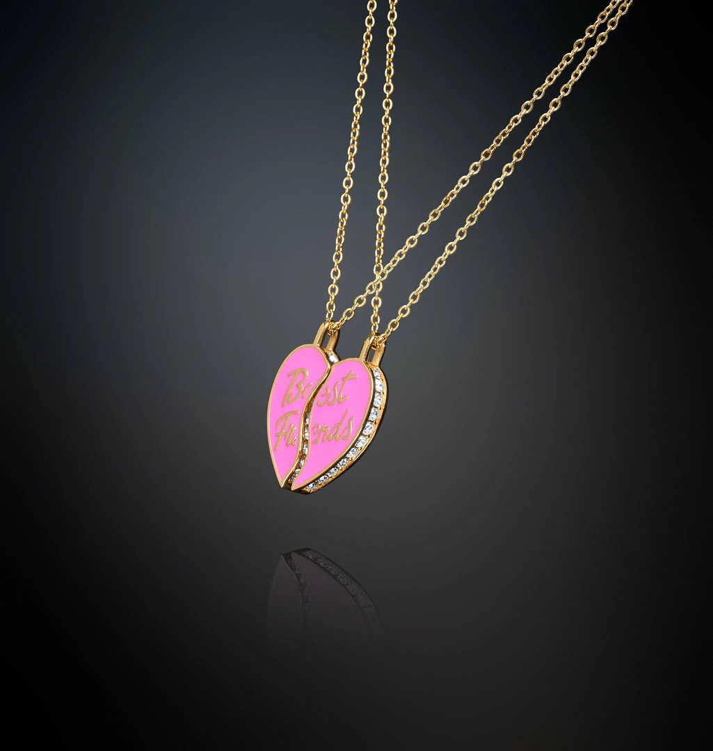 COM Chiara Ferragni JEWELS AND WATCHES PAIR OF NECKLACES WITH PINK HALF HEART PENDANTS