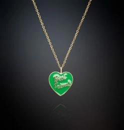 COM Chiara Ferragni BEST FRIENDS GREEN HEART PENDANT NECKLACE JEWELS AND WATCHES