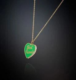 COM Chiara Ferragni BEST FRIENDS GREEN HEART PENDANT NECKLACE JEWELS AND WATCHES