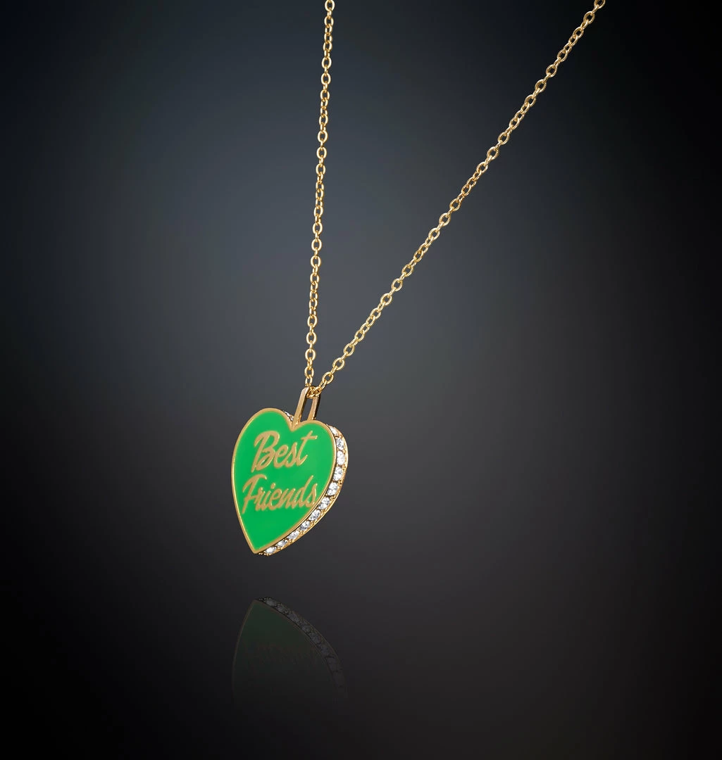 COM Chiara Ferragni BEST FRIENDS GREEN HEART PENDANT NECKLACE JEWELS AND WATCHES
